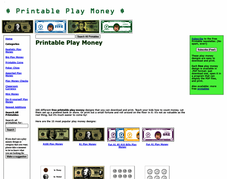Printableplaymoney.net thumbnail