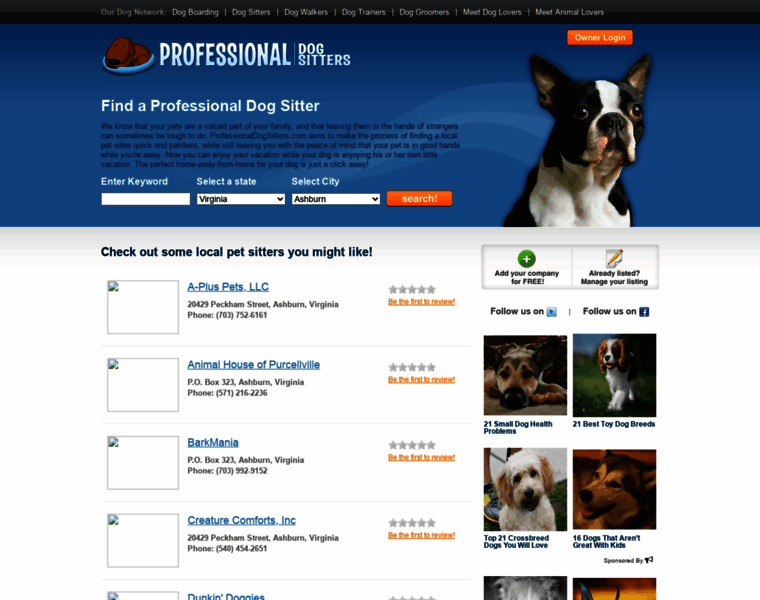 Professionaldogsitters.com thumbnail