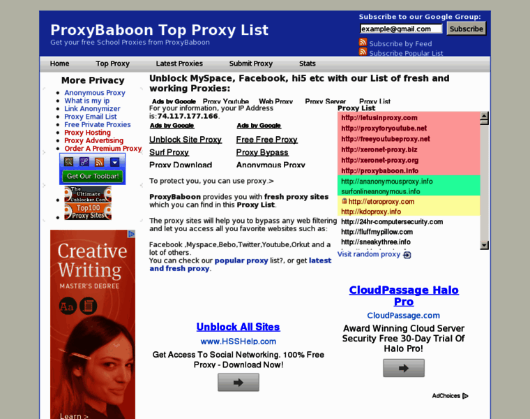 Proxylist.proxybaboon.com thumbnail