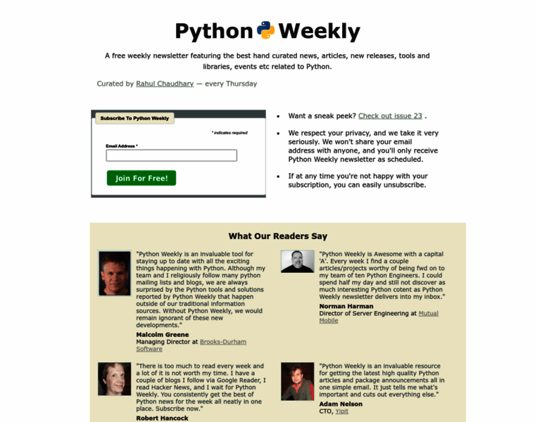 Pythonweekly.com thumbnail