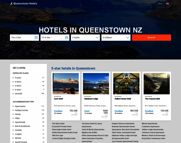 Queenstown-great-hotels.com thumbnail