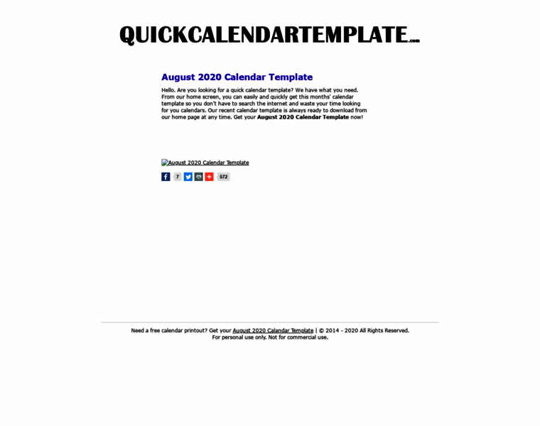 Quickcalendartemplate.com thumbnail