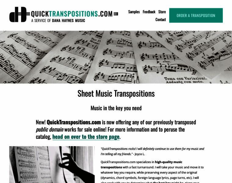 Quicktranspositions.com thumbnail