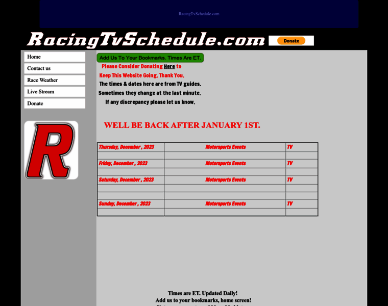 Racingtvschedule.com thumbnail