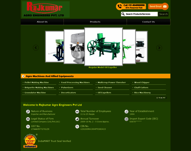Rajkumaragromachines.com thumbnail