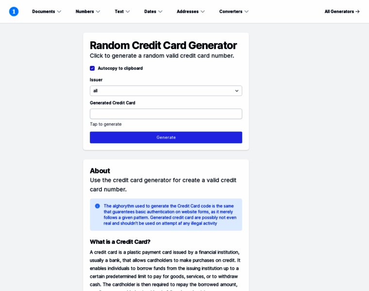 Randomcreditcardgenerator.com thumbnail