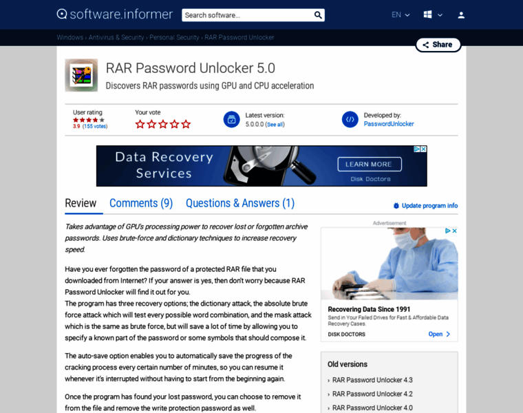 Rar-password-unlocker.software.informer.com thumbnail