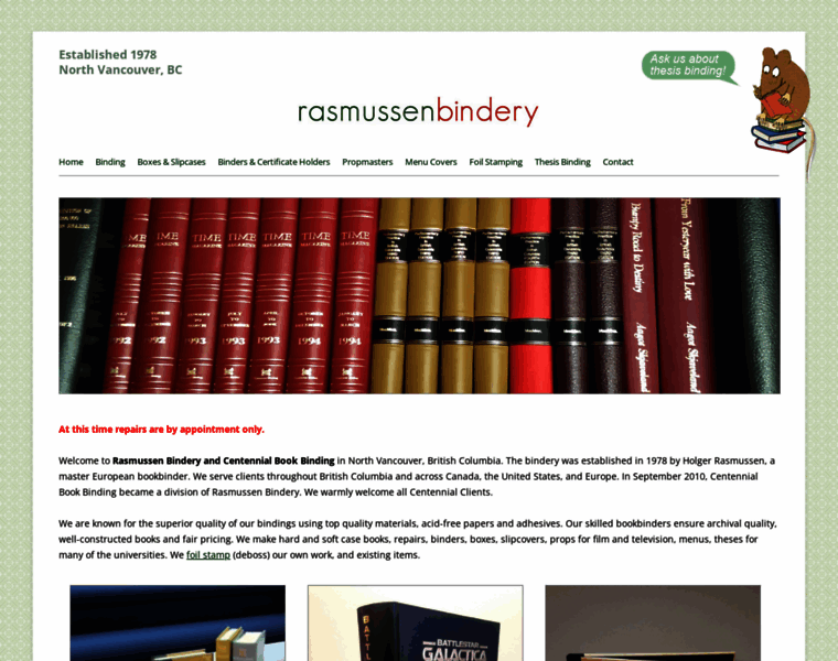 Rasmussenbindery.com thumbnail
