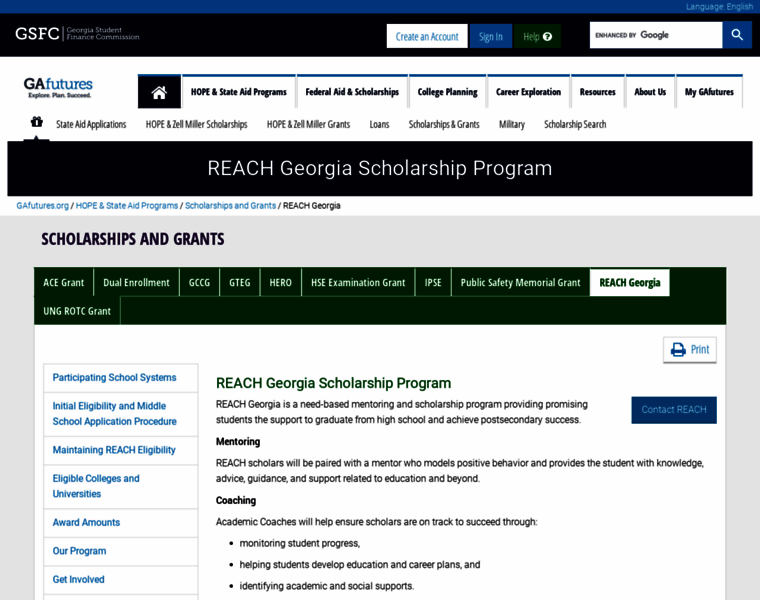 reachga.org at WI. REACH Georgia Scholarship Program | Georgia Student ...