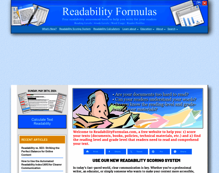 Readabilityformulas.com thumbnail