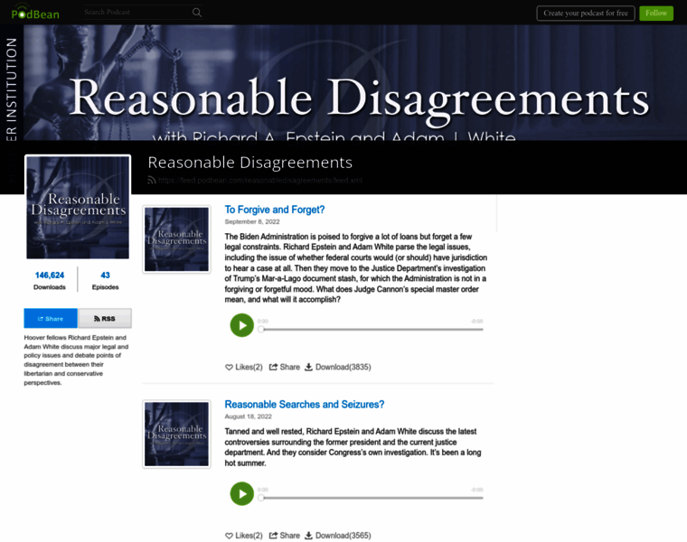 Reasonabledisagreements.podbean.com thumbnail
