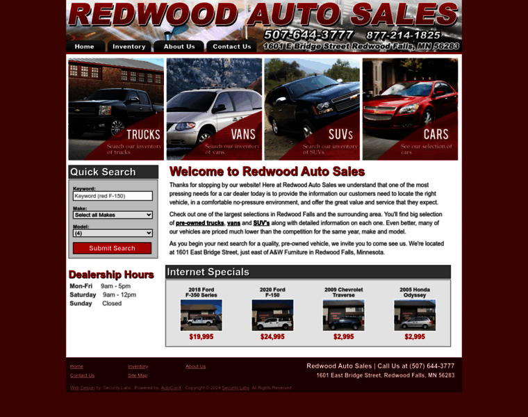 Redwoodautosales.com thumbnail