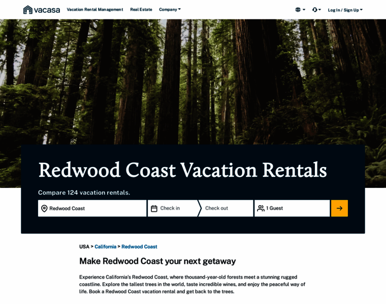 Redwoodcoastvacationrentals.com thumbnail