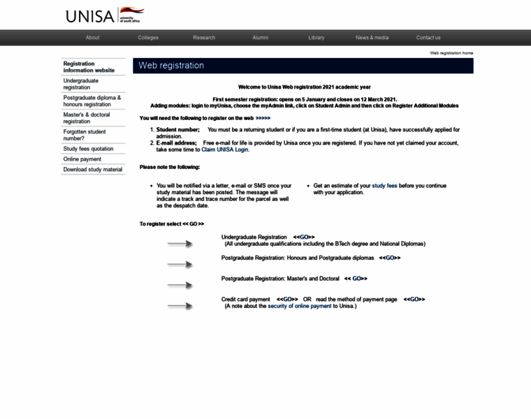Registration.unisa.ac.za thumbnail
