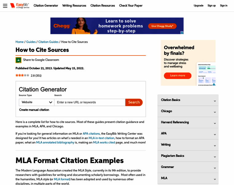 research.easybib.com at WI. How to Cite Sources | Citation Examples for ...