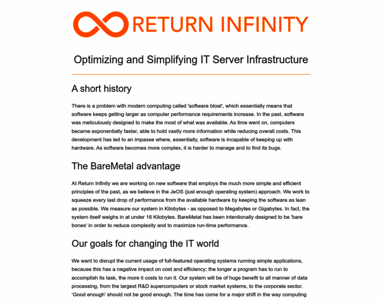 Returninfinity.com thumbnail