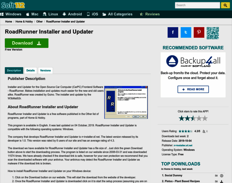 Roadrunner-installer-and-updater.soft112.com thumbnail