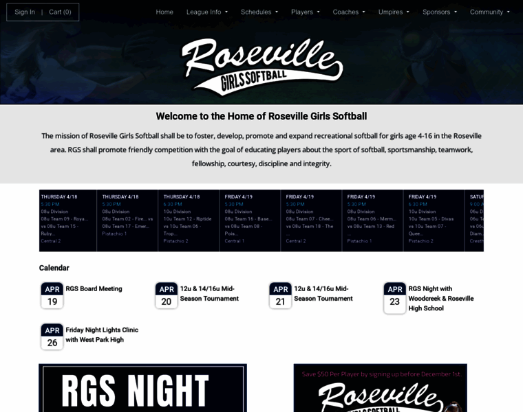 Rosevillegirlssoftball.org thumbnail