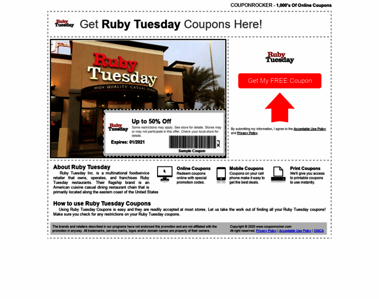 Rubytuesday.couponrocker.com thumbnail