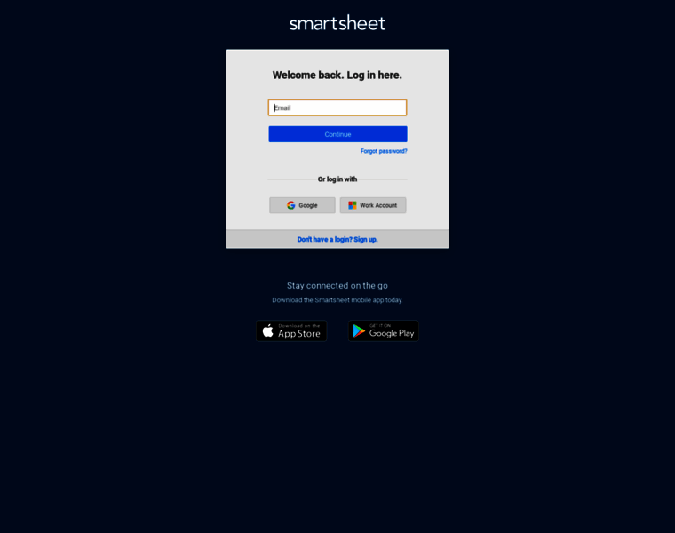 s.smartsheet.com at WI. Log In | Smartsheet