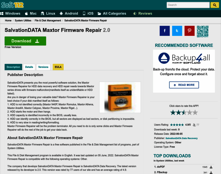 Salvationdata-maxtor-firmware-repair.soft112.com thumbnail