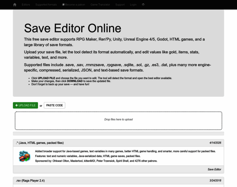 saveeditonline.com at WI. Save Editor