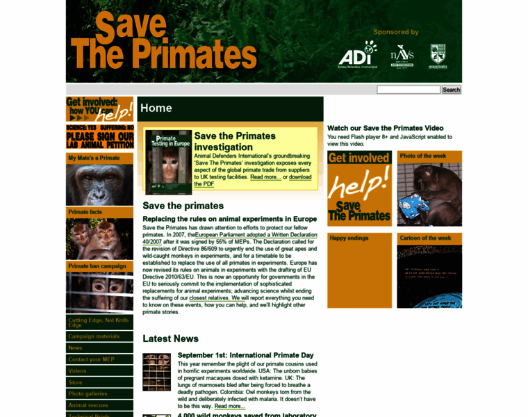 Savetheprimates.org thumbnail