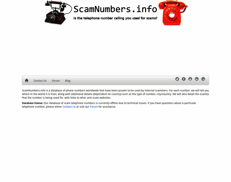Scamnumbers.info thumbnail