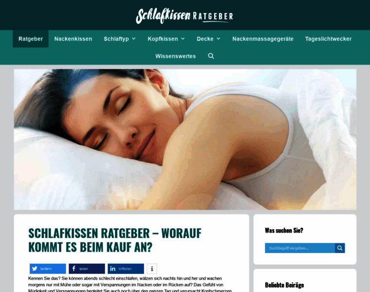 Schlafkissen-ratgeber.de thumbnail
