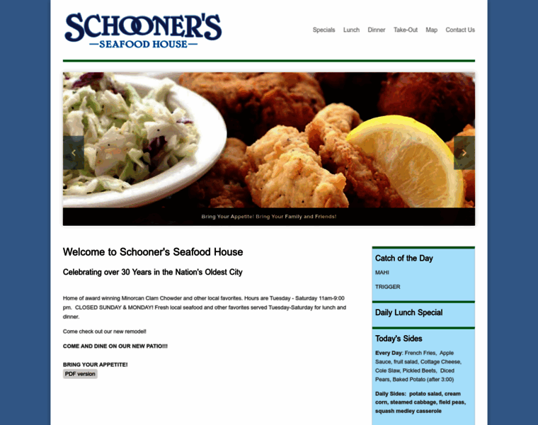 Schooners-seafood.com thumbnail