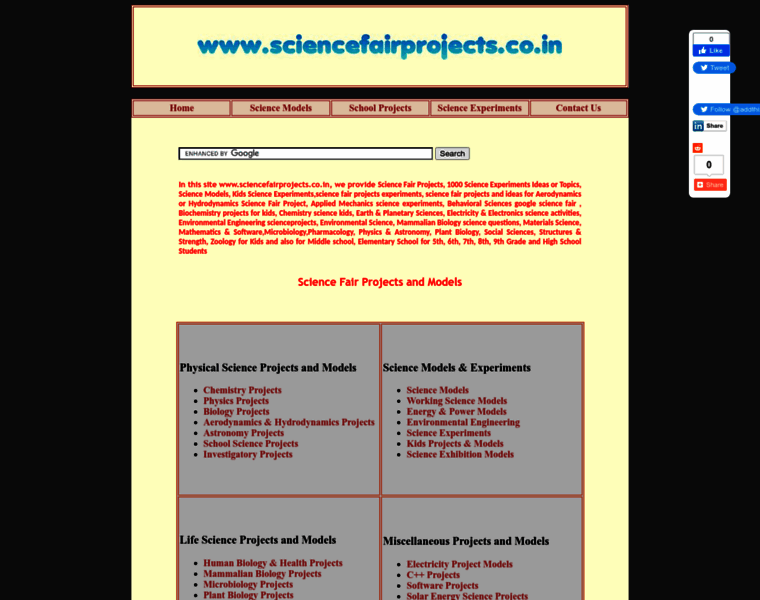 Sciencefairprojects.co.in thumbnail