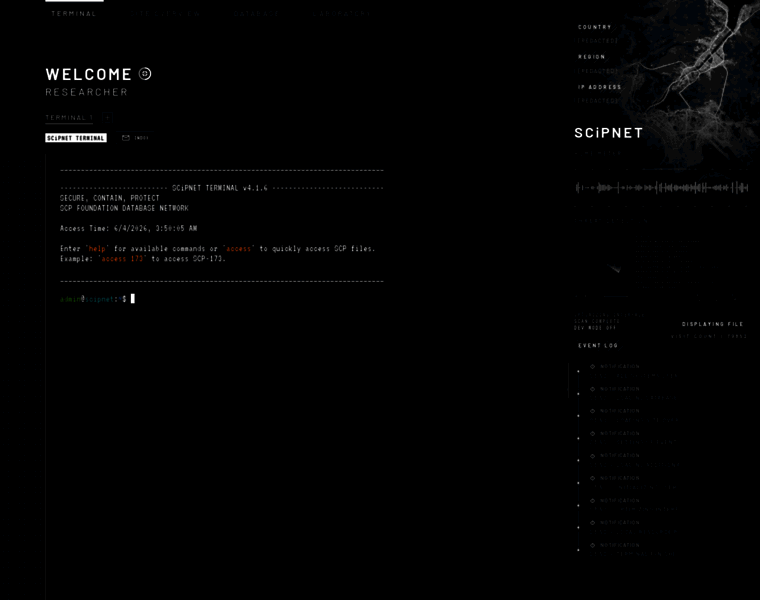 scipnet-terminal.web.app at WI. SCP Foundation Terminal | SCiPNET ...