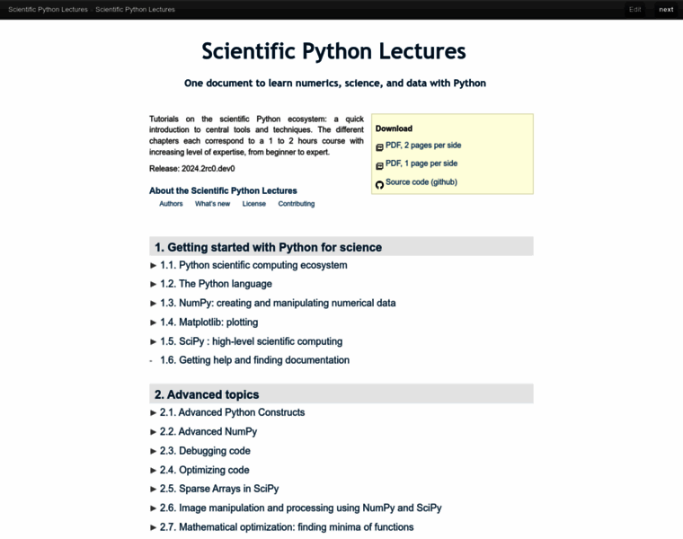 Scipy-lectures.org thumbnail