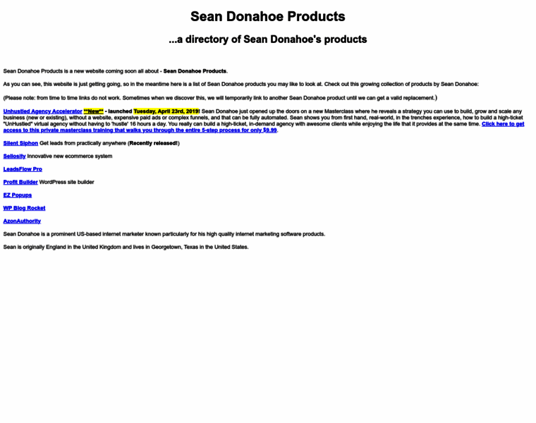 Seandonahoeproducts.com thumbnail