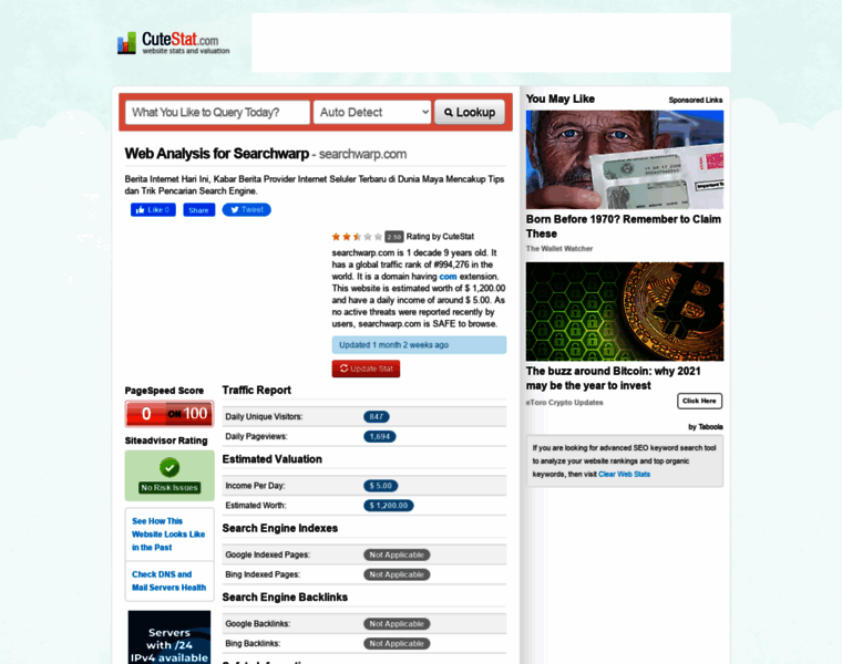 Searchwarp.com.cutestat.com thumbnail