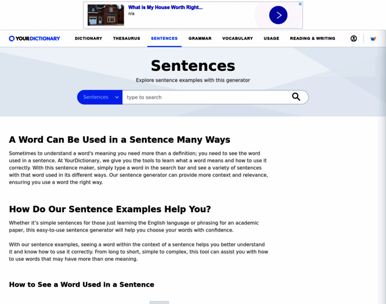 Sentence.yourdictionary.com thumbnail