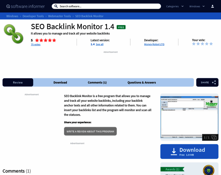 Seo-backlink-monitor.software.informer.com thumbnail
