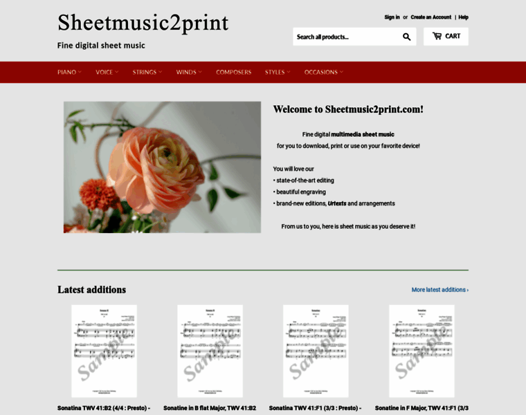 Sheetmusic2print.com thumbnail