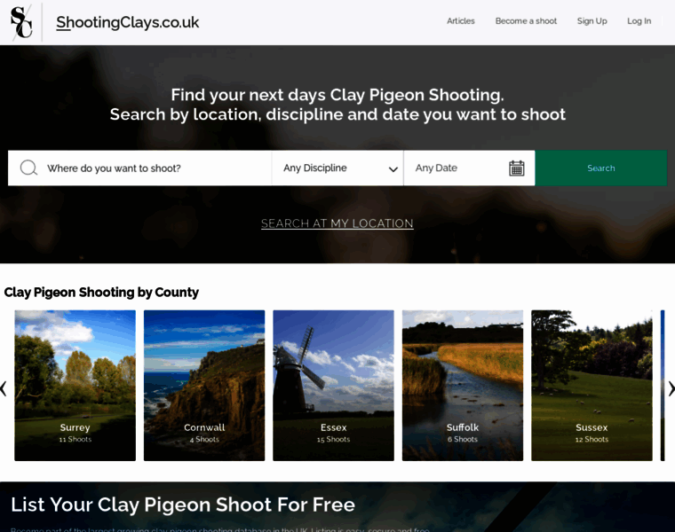 Shootingclays.co.uk thumbnail