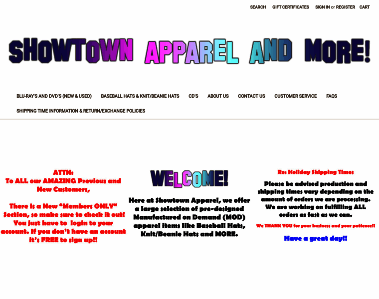 Showtownapparel.com thumbnail