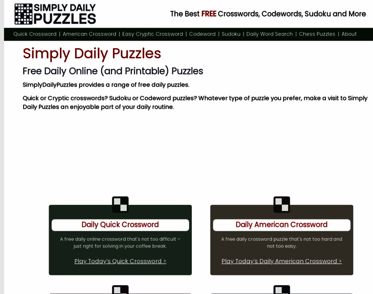 simplydailypuzzles.com at WI. Free daily crosswords, codewords, sudoku ...