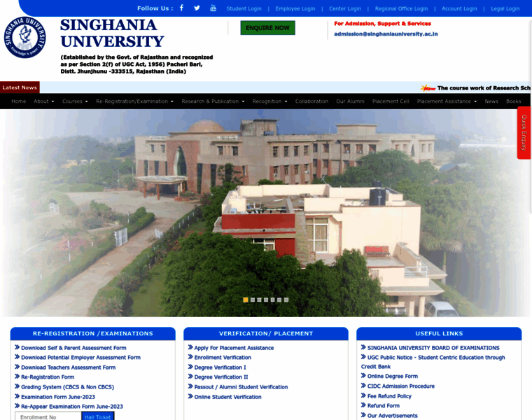 Singhaniauniversity.co.in thumbnail