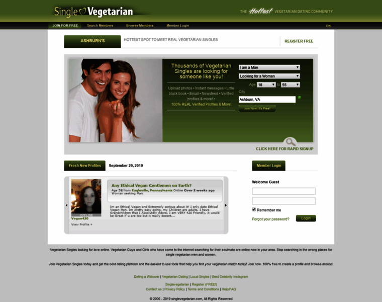 Singlevegetarian.com thumbnail