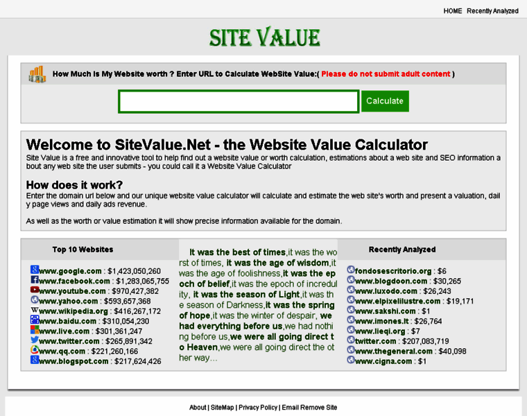 Sitevalue.net thumbnail