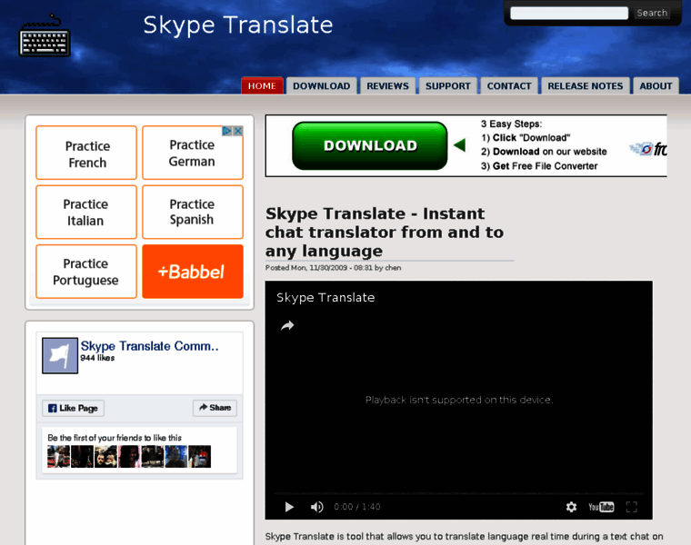 Skypetranslate.com thumbnail