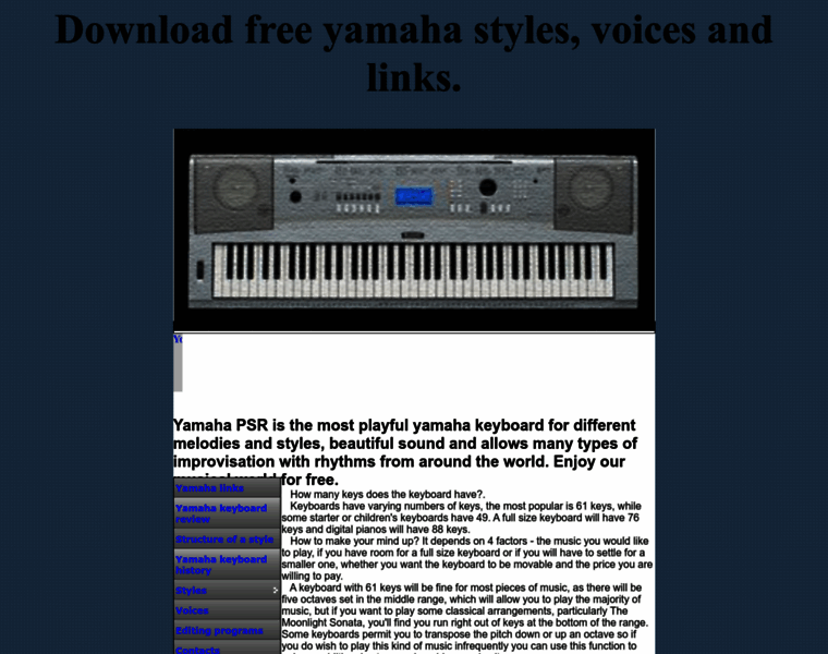slider.50webs.com at WI. YAMAHA KEYBOARD STYLES - download style files