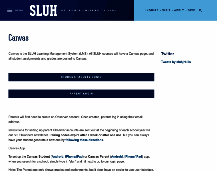 sluh.instructure.com at WI. Canvas - St. Louis University High School