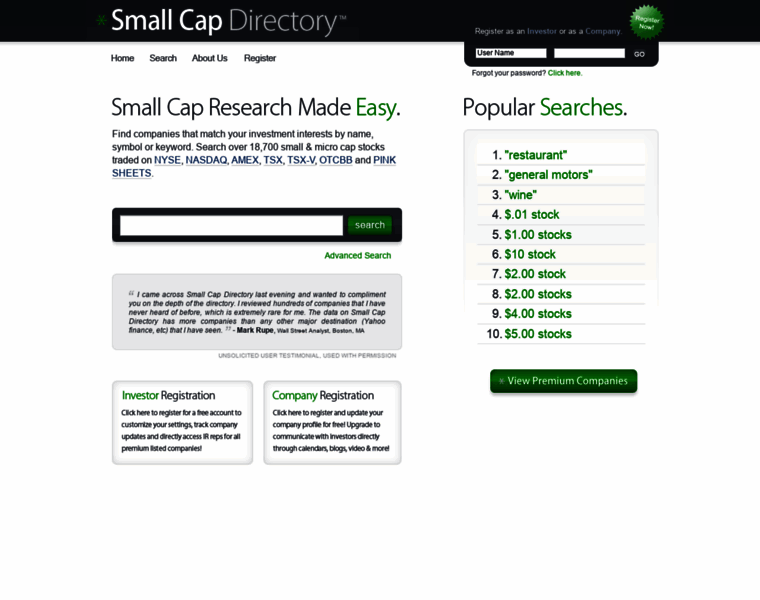 Smallcapdirectory.com thumbnail