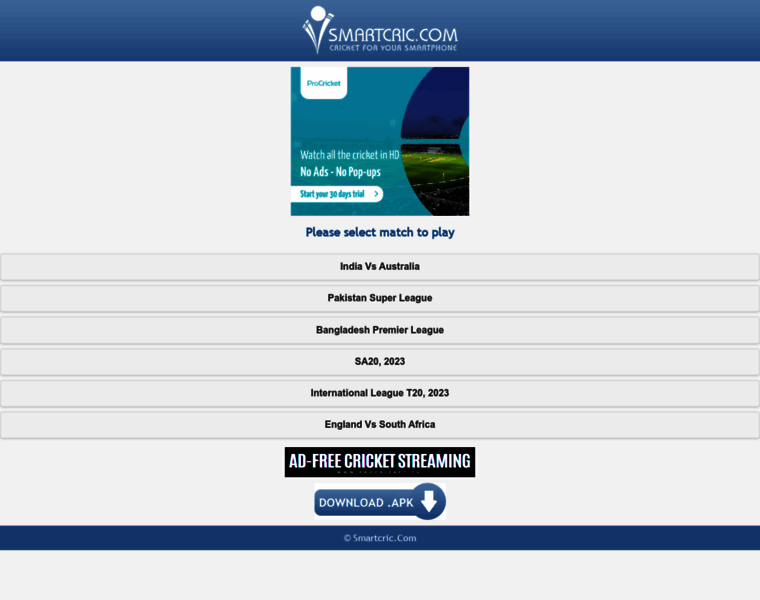 smartcric.eu at WI. Live Cricket Streaming on iPhone iPad and Android. Cricket on
