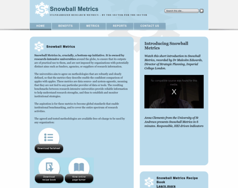 Snowballmetrics.com thumbnail